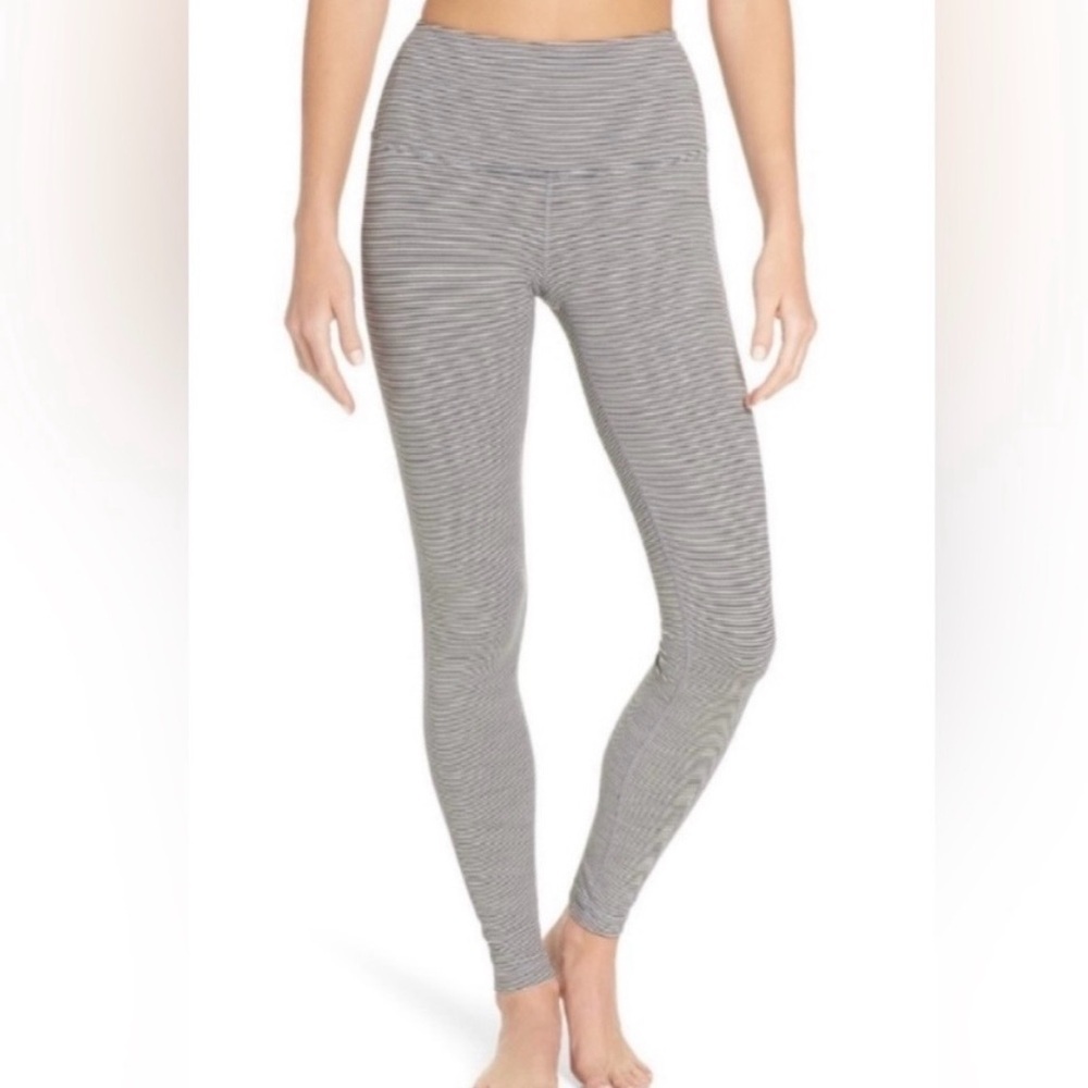 Zella black and white striped women's exercise athletic legging pants - XS